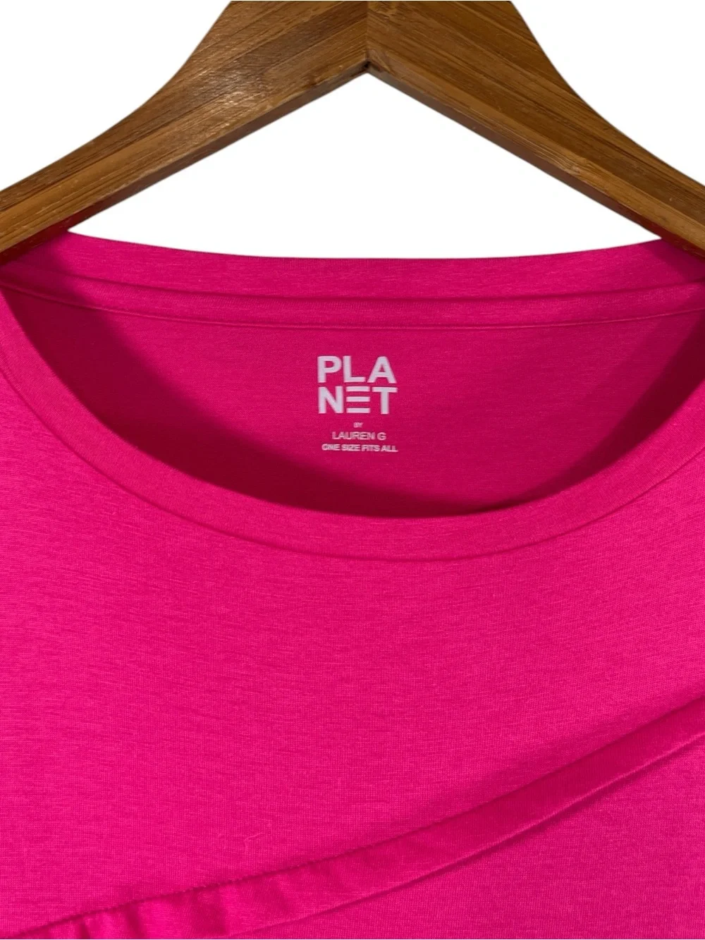 PLANET by Lauren G Pima Cotton Mini Tucked Tee One Size In Lipstick Pink - Picture 3 of 5